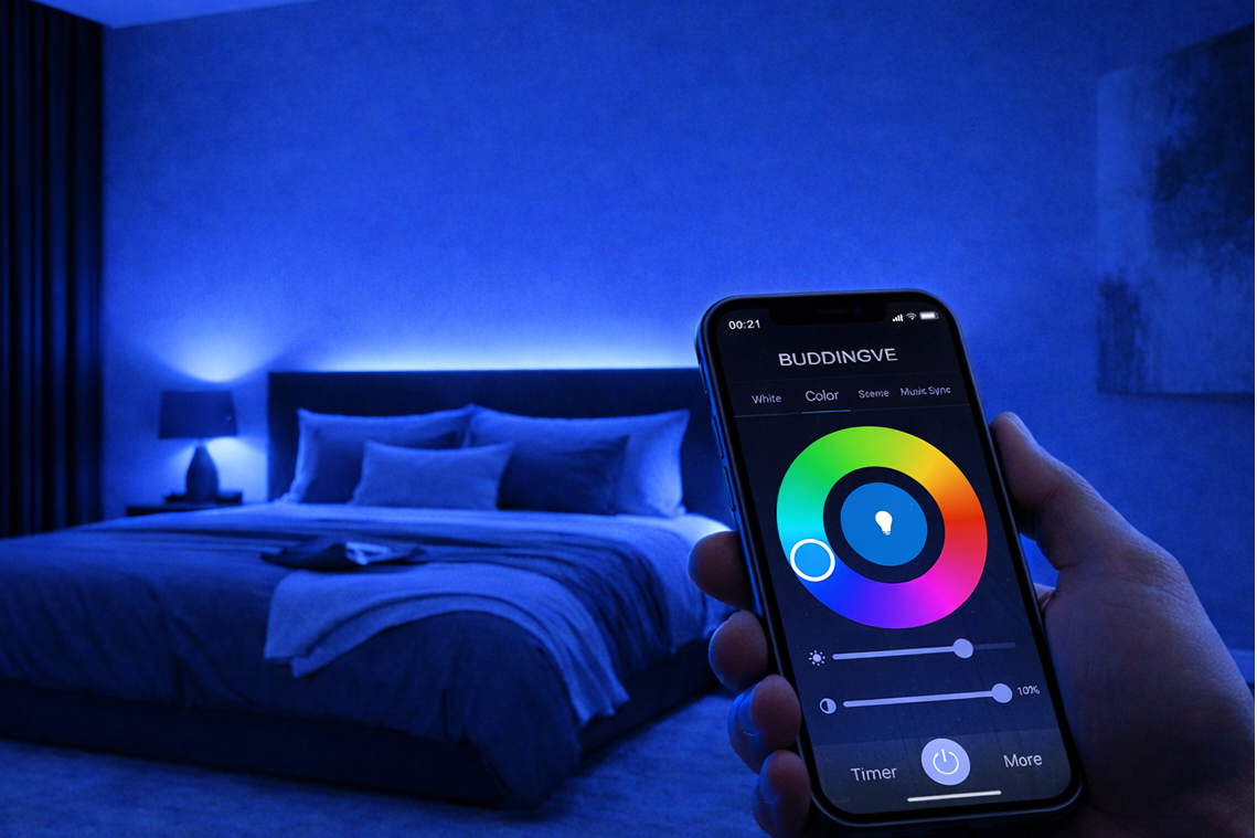 BUDDINGVE blue room with smart lightning 