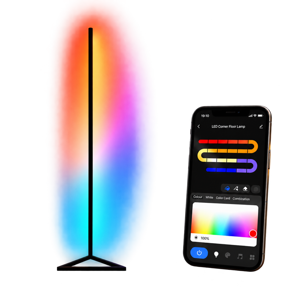 Smart LED Triangle Corner Floor Lamp - RGBIC