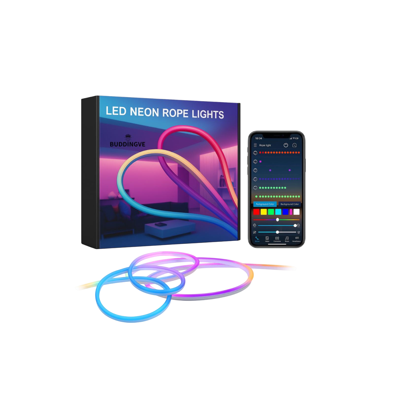 BUDDINGVE LED Strip Lighting – RGBIC Smart Lighting for Home, Garden, and Workspace
