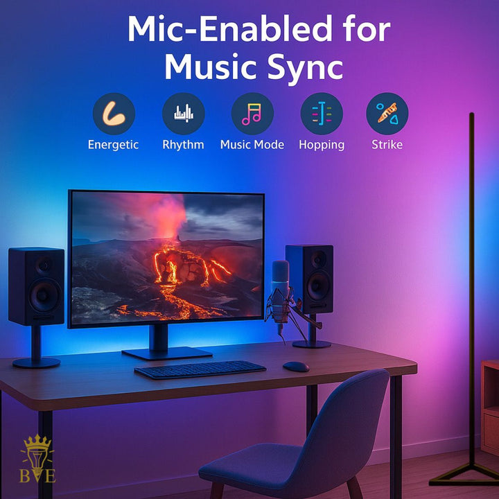 BUDDINGVE Smart LED Lamp – Mic Enabled for Music Sync with RGBIC Effects
