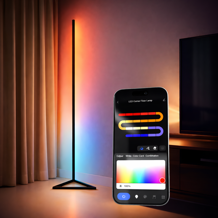 BUDDINGVE Smart LED Triangle Floor Lamp – RGBIC Lighting in Living Room for Cozy Ambience
